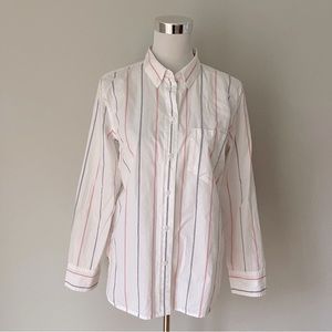 J.Crew Classic Striped White Button Down Shirt Size 10